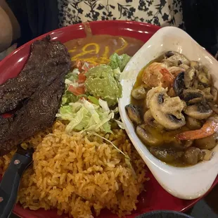 Steak and shrimp fajitas