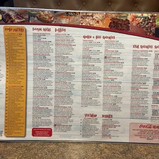 Menu - back side
