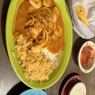 a green plate of food