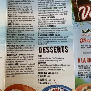a menu for a mexican restaurant