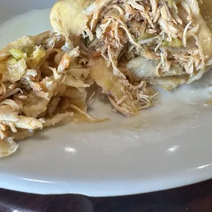 The inside of then chicken chimichanga.   It was very good.
