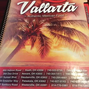 the menu for the restaurant