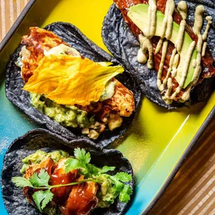 Tamarindo Shrimp, Verduras, and Filet Tacos