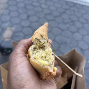 Ackee and saltfish empanada- inside