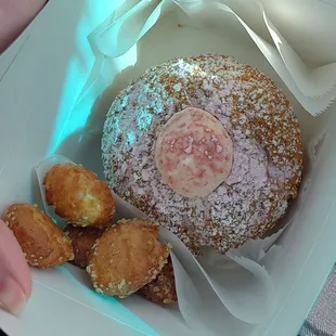 Strawberry Cream Puff with some complementary minis (yum)