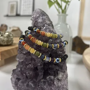 Handmade Unique 7 Chakras Crystal Bracelets from local artist "Wild Rae Creations"