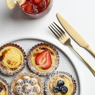 A variety of our signature Japanese Cheese tarts featuring a variety of fillings and toppings!