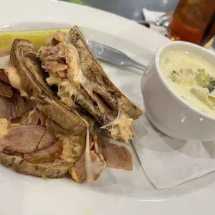 Turkey Reuben with a side of Broccoli Cheddar. The Reuben was great!