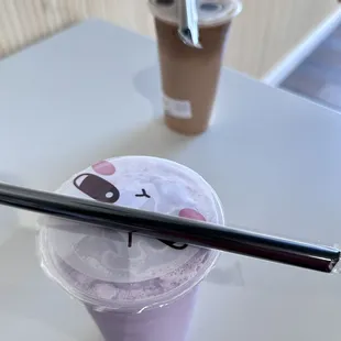 Taro ice blended and Panda co-tea