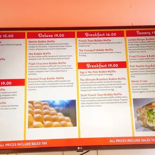 The menu