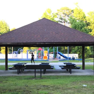 Picnic Shelter and Basketball Court up ahead