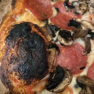 Burned pizza