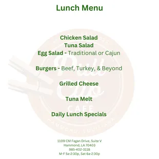 Lunch Menu