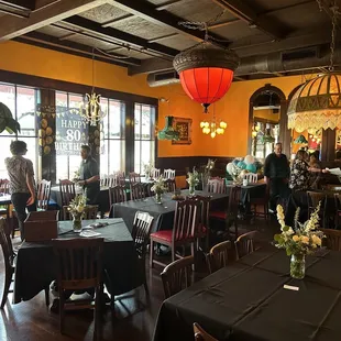 Rented black tablecloths