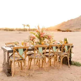 Crossback chairs in the desert.