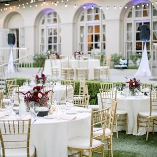 Beautiful wedding at The Kellogg House in Pomona! Our resin Chiavari Chairs make the tables pop!