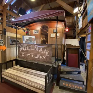 Inside an old rail car!