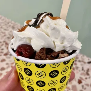 The outstanding "Nut Crunch" ice cream. So many flavors and textures, all well balanced.