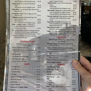 Breakfast menu