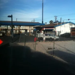 a view of a gas station