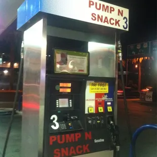 a gas station at night