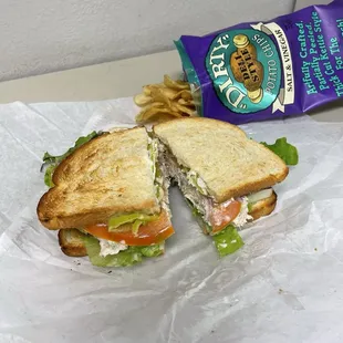 Tuna sandwich on sourdough bread