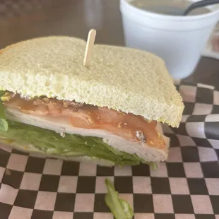 Trilogy sandwich and chicken noodle soup