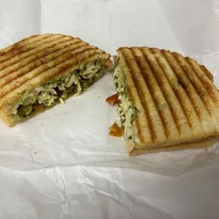Chicken pesto panini on sourdough