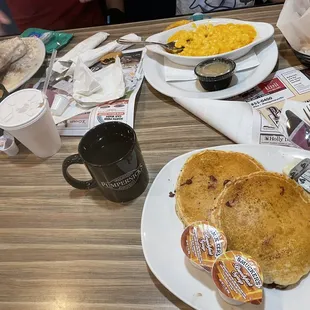 Mac and cheese, french fries, pancake , cream of beef chips