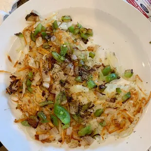 Side of home fries with peppers and onions