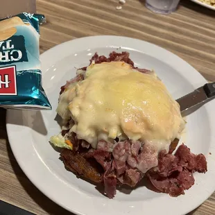 Hot corned beef specialty sandwich