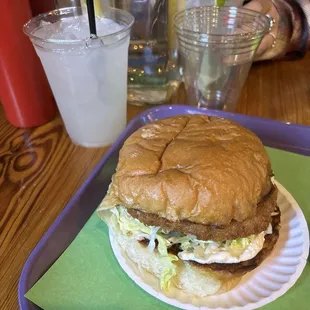Chicken Sandwich and a margarita