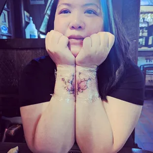 A lotus and star tattoo by Meteor.