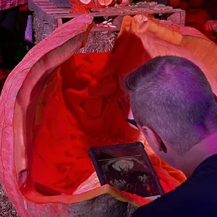 Pumpkin carvers working live.