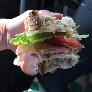 This is half a sandwich and I can barely finish it. Very tasty.