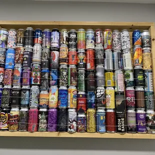 a wall of cans