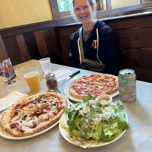 Marinara pizza, no oil or cheese. Puttanesca with pepperoni added and light cheese. Half Caesar salad with dressing on the side. Amazing!!!!