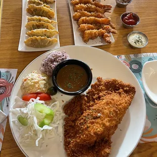 Cheese Katsu Fried Beef Dumplings Shrimp Tempura. Nice fried festival.