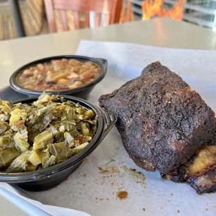 Beef Ribs w/ beans &amp; collards
