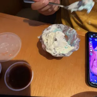 Cotton candy and Cookie Dough ice-cream.