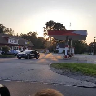 a car at a gas station