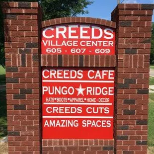 Creeds Village Center Sign