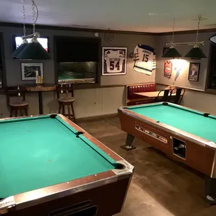 two pool tables
