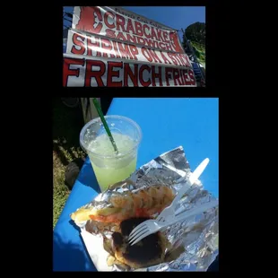 Food was good!! I was satisfied! $16 meal.  Shrimp,  crabcake and lemonade