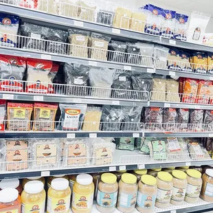 shelves of food and condiments