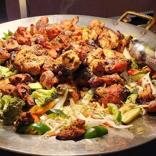 a plate of food on a stove