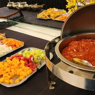 a buffet of various foods