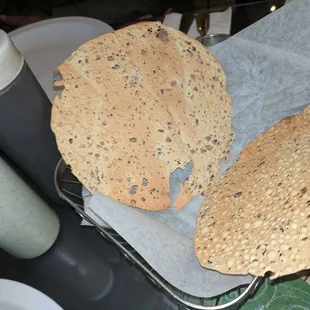 Papads while we wait for our orders to be ready.