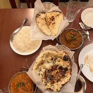 Garlic Nan Bread Chicken Tikka Masala Rogan Goat