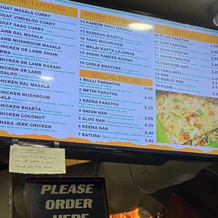 Menu in sections since they don&apos;t have online accurate or paper menu.